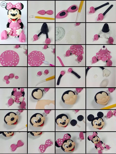 3d Dort, Flori Fondant, Minnie Mouse Cake Topper, Minnie Mouse Birthday Cakes, Bolo Minnie, Cake Decorating Icing, Minnie Cake, Fondant Cake Topper, Fondant Animals