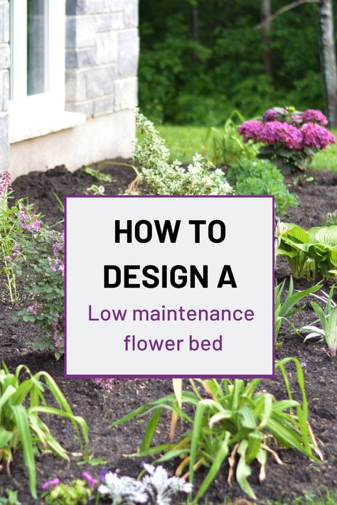 Are you looking for some simple garden design ideas to create a low maintenance flower bed? Here are 5 of the best tips for designing and planting a low maintenance perennial flower bed. These are some easy garden design ideas that you can use to increase the curb appeal of your home. #gardendesign #gardendesignideas #lowmaintenancegarden #perennialgarden Low Maintenance Flower Bed, Perennial Garden Design, Simple Garden Designs, Flower Garden Layouts, Front Flower Beds, Flower Bed Designs, Garden Design Layout, Flower Garden Design, Low Maintenance Landscaping