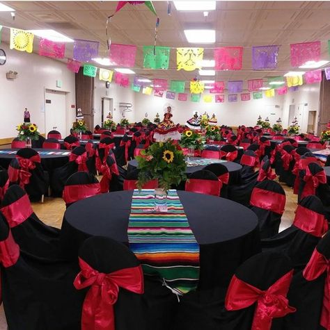 Mariachi Decorations Fiestas, Mexican 15 Decorations, Sweet 15 Mexican Theme, Mexican Decorations For Quinceanera, Red Quince Theme Charro, Centerpieces Charro Theme, Mexican Dresses For Quinceanera, Charro Decorations For 15 Red, Mariachi Theme Party Decoration