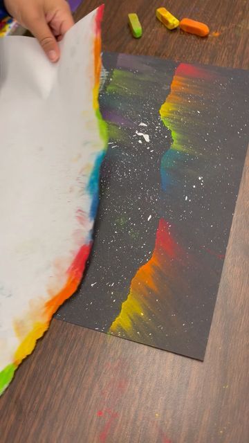 92K views · 2.4K likes | Caitlyn Thompson on Instagram: "🌈 When daylight savings ends third graders brighten up the halls with Northern Lights. 🤩 I introduce this lesson with a video all about Aurora Borealis. LOVE connecting science, nature, and art!! 🖍️ We start the project by drawing the ground and trees with oil pastels, then spattering stars using toothbrushes and tempera paint. Next we add the lights with chalk pastel! 👩🏼‍🎨 And I will get to experience my favorite sound as an art teacher—the group “woooowwws” as each student reveals their creation! 🐻‍❄️ Stay tuned for one final addition to make these compositions POP! #artteachersofinstagram #studentartwork #elementaryart" Chalk Pastel Northern Lights, Northern Lights Preschool Art, Northern Lights Chalk Art For Kids, Chalk Northern Lights, Aurora Borealis Craft For Kids, Aurora Borealis Oil Pastel, Northern Lights Art Project For Kids, Northern Lights Kids Art, Aurora Borealis Art For Kids