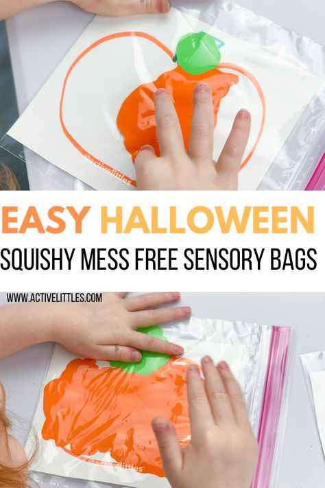 Halloween Toddler Party, Halloween Activities For Toddlers, Sensory Activities For Preschoolers, Fun For Toddlers, Fall Crafts For Toddlers, Sensory Bag, Halloween Sensory, Sensory Bags, Fall Preschool Activities