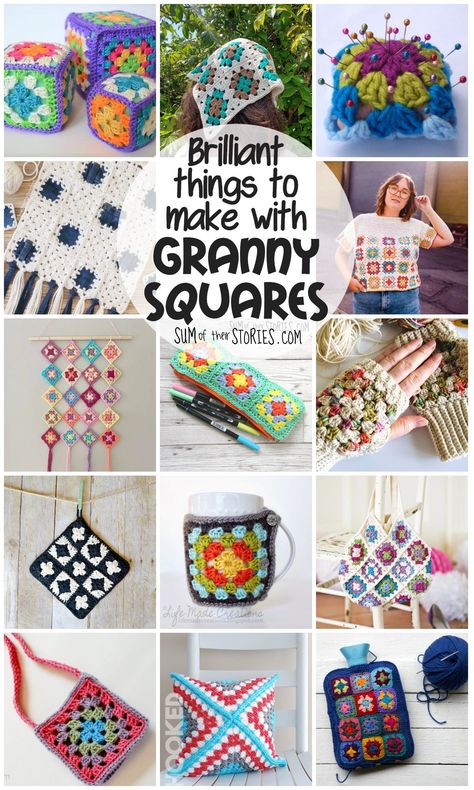 Brilliant things to make with Granny Squares — Sum of their Stories Craft Blog What To Make Out Of Crochet Squares, Granny Square Things To Make, Stuff To Do With Granny Squares, What Can You Do With Granny Squares, Crochet Square Project Ideas, Crochet Squares Projects, Cute Granny Square Projects, Things Made From Granny Squares, Things To Do With Crochet Squares