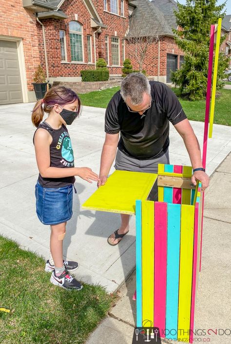 Folding Lemonade Stand | 100 Things 2 Do How To Make A Lemonade Stand Diy, Build A Lemonade Stand, Kids Lemonade Stands, Diy Lemonade Stand, Kids Lemonade, Diy Lemonade, Paint Stir Sticks, Ice Cream Stand, Hand Washing Station