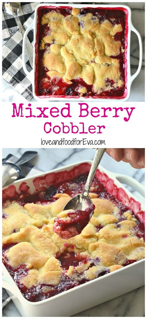 Berry Cobbler Recipe, Dessert Strawberries, Cobbler Cake, Mixed Berry Cobbler, Berry Cobbler Recipes, Berry Cobbler, Seasonal Desserts, Fruit Cobbler, Strawberries Blueberries