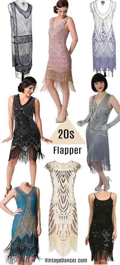 1920s flapper dresses, 1920s style clothing at VintageDancer.com/1920s Flapper Dresses 1920s, Great Gatsby Outfits, Estilo Charleston, Dresses 1920s Style, Gatsby Outfit, 1920s Flapper Costume, 1920s Costume, Flapper Dresses, Fringe Flapper Dress