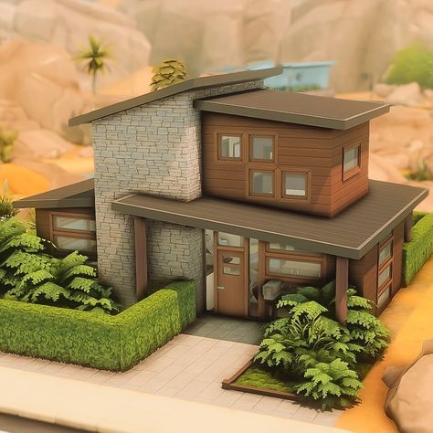 𝐓𝐇𝐄 𝐆𝐎𝐋𝐃𝐄𝐍 𝐀𝐆𝐄 - 𝐁𝐔𝐈𝐋𝐃𝐒 | Modern Base game Home in Oasis Springs 🌴 | noCC 🛠️ packs used: Base game 🏷️: @ea @thesims #sccregram #thesims #sims #eacreatornetwork… | Instagram Small House Design Sims 4, Sims House Oasis Springs, Sims 4 Houses Without Packs, Sims 4 Base Game Floor Plans, House For Sims 4, Creative Sims 4 Builds, Modern Starter Home Sims 4, Sims House Blueprints, Base Game Home Sims 4