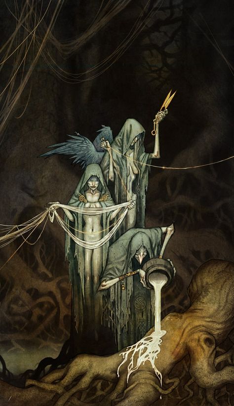 Johan Egerkrans, The Norns, Arte Viking, Baba Jaga, Norse Myth, Norse Pagan, Viking Art, Arte Obscura, Mythology Art