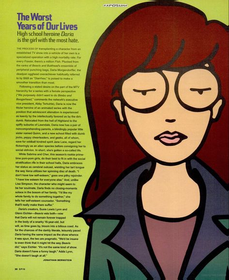 Daria Poster, Daria Tv Show, Daria Mtv, Daria Morgendorffer, Spin Magazine, Cartoon N, 2000s Cartoons, Park Jimin Cute, Adult Swim