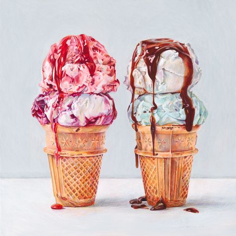 Mouthwatering food art by Joël Penkman that celebrates some of our favourite treats | Creative Boom Joel Penkman, Ice Cream Art, Watercolor Food, Art Appliqué, Food Painting, Ice Cream Cones, Illustration Food, Gcse Art, Ice Creams