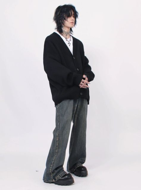 WN3139 ■size(cm)      Length   Shoulder width   Chest   Sleeve length     M   69   60   120   52     L   71   62   124   53     XL   73   64   128   54     2XL   75   66   132   55       ■model 178cm 55kg XL Docs And Sweatpants, Japanese Harajuku Fashion Men, 2005 Mens Fashion, Men Fashion Styles Types, Wednesday Addams Male Version, Mens K Fashion, Nyc Streetwear Fashion, Men’s Fashion Styles, Korean Men's Fashion