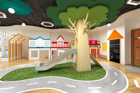 K12 International School Kindergarten Design—Project Indoor Toddler Playground, Playground Design Indoor, Play School Interiors, Playroom Design Indoor Playground, Day Care Center Design, Daycare Design Interior, Indoor Playground Ideas, Indoor Play Area For Kids, Kindergarten Interior Design