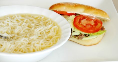 If you're a Mennonite, you're familiar with this noodle soup! One of my favorite meals even if it is a million calories, lol. A lot of women... Mennonite Recipes Soup, Mennonite Chicken Noodle Soup, Whole Chicken Soup, Homemade Hamburger Buns, Mennonite Recipes, Avocado Spread, Homemade Noodles, Best Soup Recipes, Homemade Hamburgers