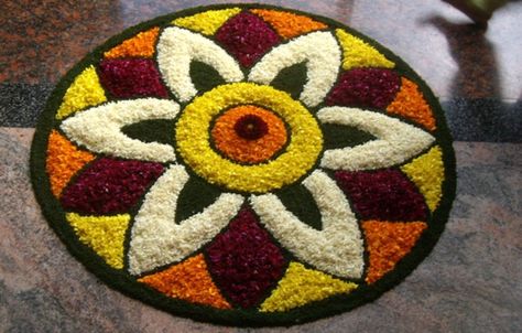 Rangoli Designs Floral, Onam Flower Design Simple, Simple Rongali Design Diwali, Rangoli For Diwali With Flowers, Flowers Rangoli Designs Ideas Simple, Happy Diwali Rangoli Images, Easy Flower Rangoli Designs, Floral Rangoli Designs Diwali, Flower Rangoli Designs Ideas Beautiful