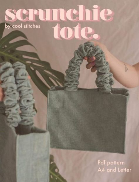 Scrunchie Tote Handles Tutorial Cool Stitches, Desain Tote Bag, Tas Mini, Diy Tote, Diy Bag Designs, Diy Bags Patterns, Tote Bags Sewing, Diy Tote Bag, Sewing Design