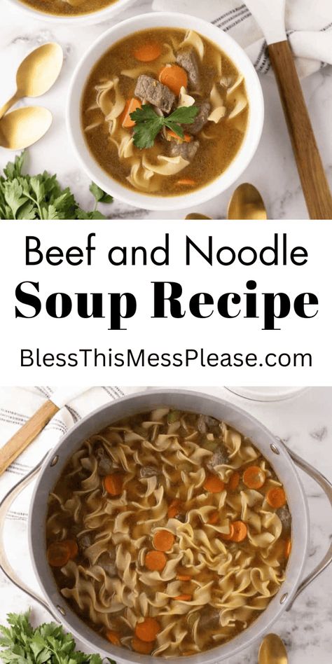 Beef Noodle Soup Beef Broth Noodle Soup, Beefy Noodle Soup, Beef Stew Noodle Soup, Beef And Noodle Soup, Beef Noodle Stew, Quick Beef Stew, Easy Dinner Desserts, Soups For Kids, Beef Soup Recipes