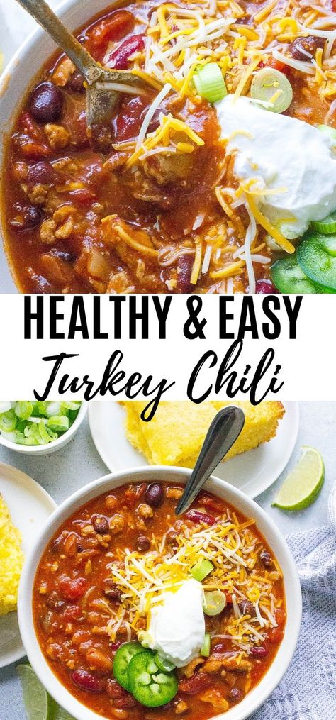 Turkey Chili Recipe Crockpot, Healthy Turkey Chili, Easy Turkey Chili, Turkey Chili Crockpot, Turkey Chili Healthy, Turkey Chili Recipe, Ground Turkey Recipes Healthy, Healthy Ground Turkey, Chili Recipe Turkey