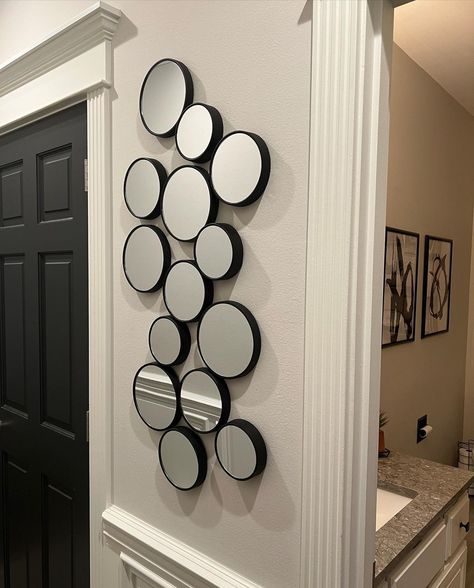 RoseLyn Design on Instagram: “When you want a bubble design wall mirror, but you don’t want to pay 464.00 for one, you get creative. Thank you @dollartree for letting me…” Bubble Mirrors Wall Decor, Bubble Mirror, Mirrors Wall Decor, Bubble Design, Dog Bath, Mirrors Wall, Aesthetic Gif, Bath House, Design Wall