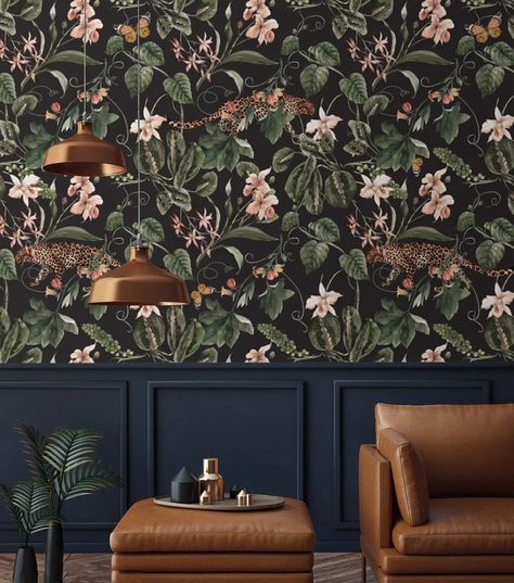 Dark Tropical Wallpaper, Jungle Wall Mural, Dark Tropical, Dark Jungle, Paradise Wallpaper, Wallpaper Store, Leopard Flower, Jungle Wall, Wallpaper Stores