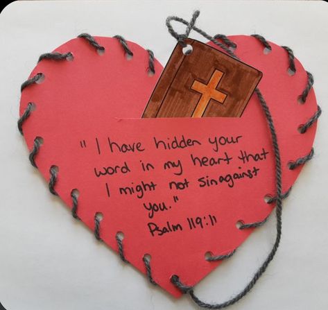 Gods Word Is Complete Craft, Hide Your Word In My Heart Craft, Heart Arts And Crafts For Kids, God Made Us Craft Preschool, Church Valentines Crafts For Kids, Valentine Church Crafts For Kids, Preschool Church Valentine Crafts, Guard Your Heart Craft, I Have Hidden Your Word In My Heart Craft