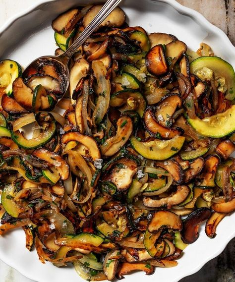 Skillet Zucchini and Mushrooms | Exploring Vegan Zucchini Mushrooms Onions, Mushrooms And Zucchini Recipes, Zucchini And Mushroom Recipes, Mushroom Side Dish Recipes, Skillet Zucchini, Mushroom Zucchini Recipe, Zucchini And Mushrooms, Vegan Zucchini Recipes, Zucchini Mushrooms