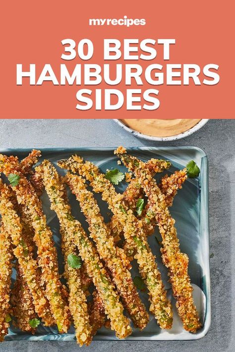 These easy side dishes perflectly complement any kind of burger. From French fries and potato salads ( seriously can't be beat) to healthy alternatives to the classics (like these  and these ), you'll find something for everyone in the collection of hamburger sides.#sidedishrecipes #sides #dinnersidedish #sidedishes #sidedishideas Hamburgers Sides Dishes Ideas, Hamburger Sides, Sides For Hamburgers, Hamburger Meat Dishes, Sides For Burgers, Hamburger Side Dishes, Burger Sides, Grilled Squash, Easy Side Dishes