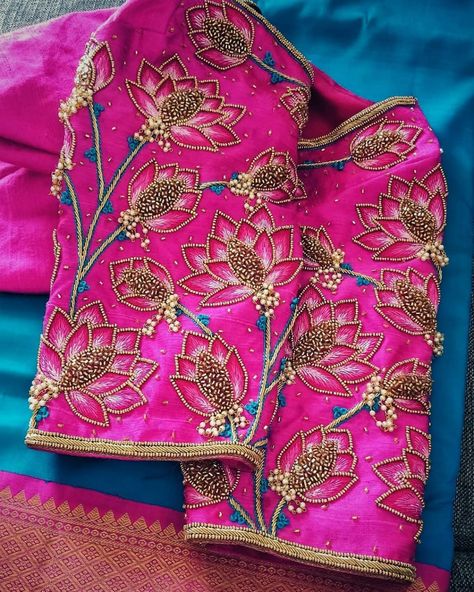 Pink Blouse Designs, Raw Silk Blouse, Zardosi Embroidery, Traditional Blouse Designs, Cutwork Blouse Designs, Wedding Blouse Designs, Blouse Designs Indian, Hand Work Blouse, Simple Blouse Designs