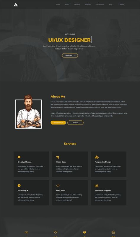 One Page Portfolio HTML Template One Page Portfolio, Template For Business, Web Studio, Dark Wallpaper Iphone, Html Templates, Portfolio Templates, Page Template, Start Up Business, Dark Wallpaper