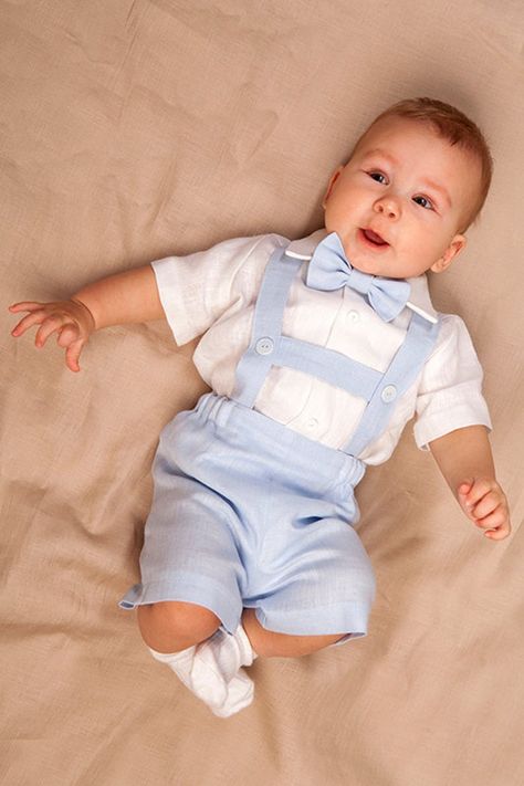 Baby boy linen suit Ring bearer outfit Boy baptism shorts with | Etsy Baby Boy Linen, Baby Boy Baptism Outfit, Boy Baptism Outfit, Boys Easter Outfit, Suspenders For Boys, Costume Bleu, Baby Mode, Baby Boy Baptism