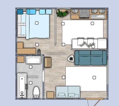 Square House Plans, Small Floor Plans, Small House Layout, Tiny House Layout, Apartment Floor Plan, Tiny House Floor Plans, 9 Square, Furniture Placement, Apartment Plans