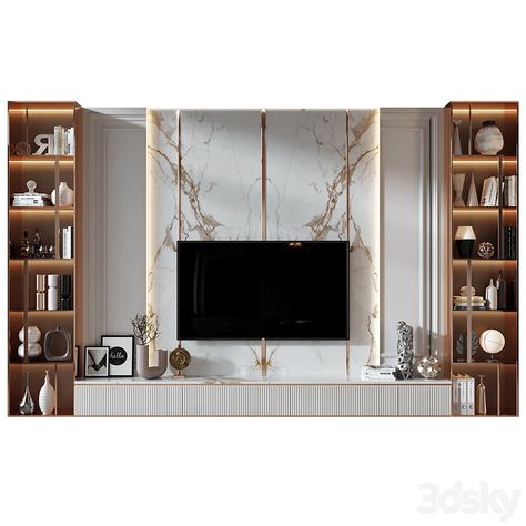 Plywood TV Shelf KTV107 - TV Wall - 3D model Led Wall Design, Led Panel Design, Lcd Unit Design, Lcd Wall Design, Wall Tv Stand, Lemari Tv, 3ds Max Design, Lcd Unit, Lcd Wall