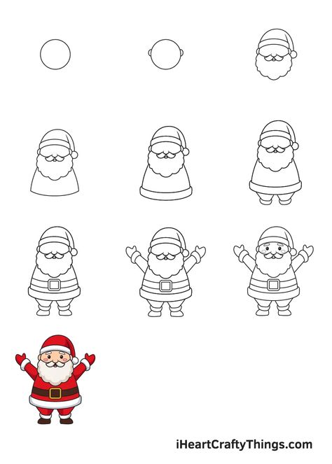 Santa Claus Painting For Kids Easy, Santa Doodle Easy, Christmas Art Santa, Step By Step Santa Drawing For Kids, Santa Claus Drawings, How To Draw A Santa Claus, Santa Claus Painting Easy, How To Draw Santa Claus Step By Step, Easy Santa Drawing For Kids