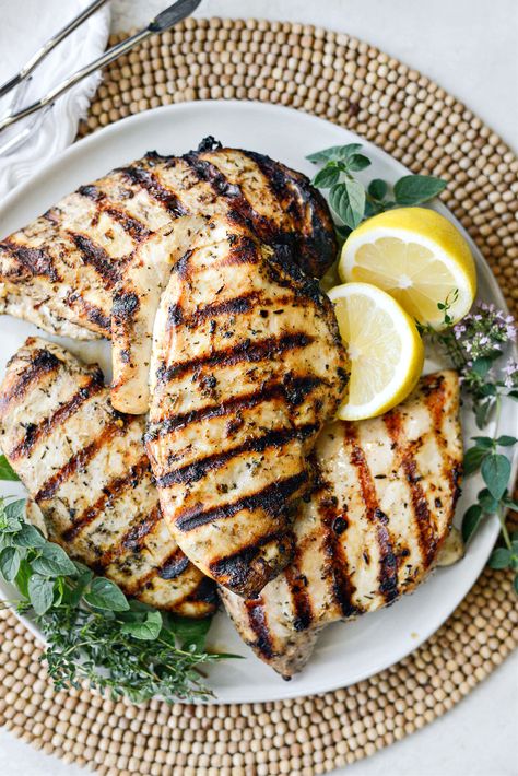 Your Basic Grilled Chicken Marinade - Simply Scratch Basic Grilled Chicken, Dijon Mustard Chicken, Gluten Free Worcestershire Sauce, Homemade Greek Dressing, Fridge Pantry, Grilled Chicken Marinade, Greek Dressing, Drying Cilantro, Moist Chicken