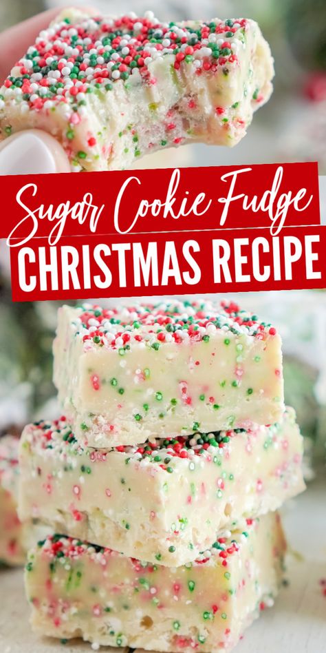 Christmas Sugar Cookie Fudge, Cookie Fudge Recipe, Sugar Cookie Fudge, Betty Crocker Sugar Cookie Mix, Cookie Fudge, Fudge Christmas, Betty Crocker Sugar Cookies, Christmas Sugar Cookie, Easy Christmas Candy Recipes