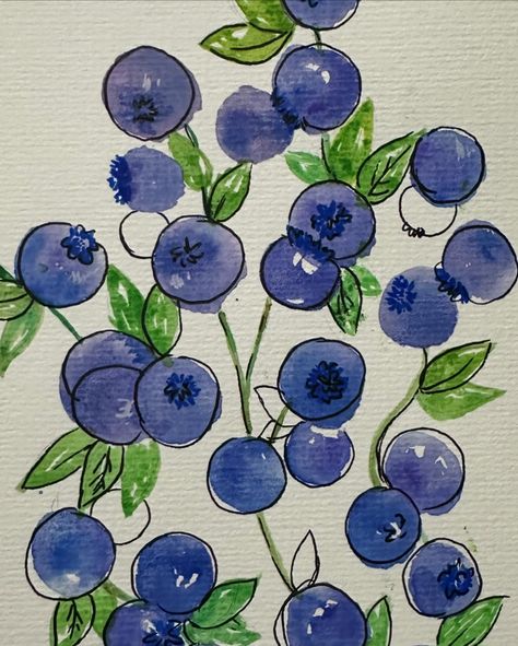 Trying watercolors 🎨✨😌 #watercolor #watercolorart #watercolors #watercolorpainting #painting #art #artist #blueberries #fruitpainting #watercolours #artbavleen How To Paint Blueberries, Easy Cute Watercolor Ideas, Drawing Blueberries, Watercolour Blueberries, Watercolor Paintings Easy For Beginners, Simple Water Coloring Ideas, Watercolor Easy Ideas, Blueberries Drawing, Basic Watercolor Painting