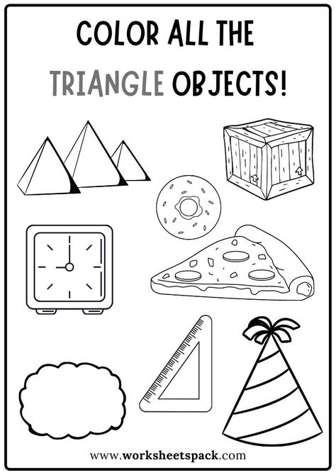 Triangle Shape Activity Pages for Kindergarten and Preschool. Triangle Practice Preschool, Triangle Coloring Page Preschool, Color The Shapes Worksheet, Triangle Worksheets Kindergarten, Triangle Lesson Plans Preschool, Triangle Crafts For Preschoolers, Shapes Coloring Pages Free Printable, Triangle Shape Worksheets For Preschool, Triangle Activities For Kindergarten