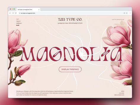 Setup Ba, Typography Logo Fonts, Restaurant Social Media, Florist Logo, Floral Font, Thank You Card Design, Type Font, Portfolio Site, Magnolia Flower