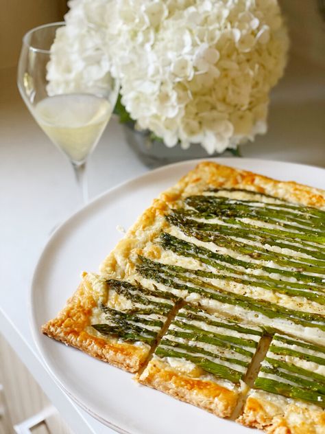 Baked Dinners, French Brunch, Brunch Menu Ideas, French Potato Salad, Asparagus Tart, French Potatoes, Homemade Croissants, Swiss Roll Cake, Dijon Vinaigrette