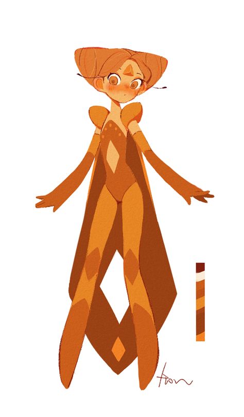 Character Styles Illustration, Triangular Character Design, Sun Elf Character Design, Sun Themed Character Design, Pearl Concept Art, 2d Cartoon Character Design, Steven Universe Character Design, Planet Character Design, Orange Character Design