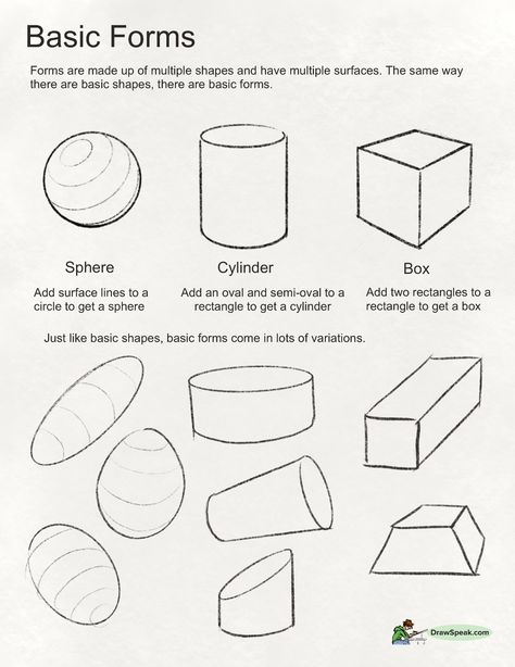 Forms Drawing 3d Shapes, Basic Shapes Of Anatomy, Basic Shapes To Draw, Perspective Drawing Exercise, Anatomy Basic Shapes Drawing Reference, Basic Sketching For Beginners Shapes, 3 D Forms, Drawing Forms Art Lessons, Art Basics Draw