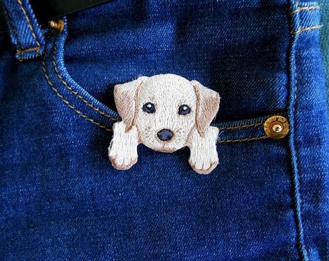 Vestiti In Jeans, Play Clothes, Dog Patch, Cute Patches, Embroidery On Clothes, 자수 디자인, Painted Clothes, Sewing Embroidery Designs, Iron On Applique