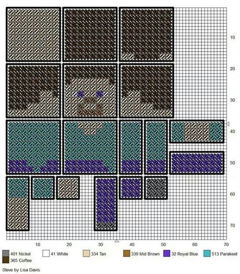 STEVE by LISA DAVIS - MINECRAFT PATTERN Minecraft Plastic Canvas Patterns, Minecraft Canvas, Minecraft Blanket, Minecraft Crochet, Minecraft Diy, Minecraft Pattern, Lisa Davis, Minecraft Steve, Friend Crafts