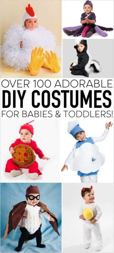 Over 100 DIY costumes for babies and toddlers! Love homemade baby Halloween costumes? Come and find over 100 handmade costumes with full instructions and tutorials! #diycostume  #homemadecostume #halloween #babyhalloween #babyhalloweencostumes Homemade Baby Halloween Costumes, Homemade Toddler Costumes, Homemade Baby Costumes, Carnaval Diy, Diy Baby Halloween Costumes, Diy Girls Costumes, Costumes Faciles, Costumes For Babies, Boys Halloween Costumes Diy