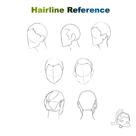 Hairline Reference, Drawing Notes, Girl Face, Pose Reference, Digital Art