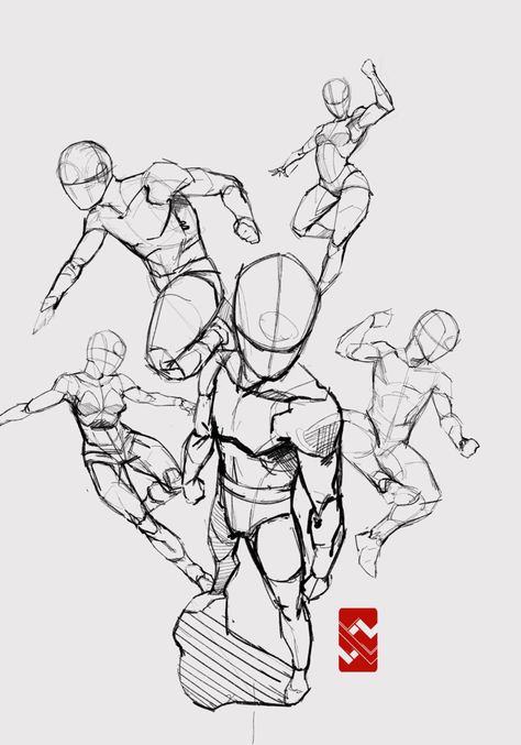 Battle Scene Drawing Reference, Superhero Reference Poses, Person From Above Reference, Foreshortening Poses Drawing, Power Poses Drawing Reference, Perspective Poses Drawing, Super Hero Poses Reference, Back To Back Pose Reference, Comic Book Poses