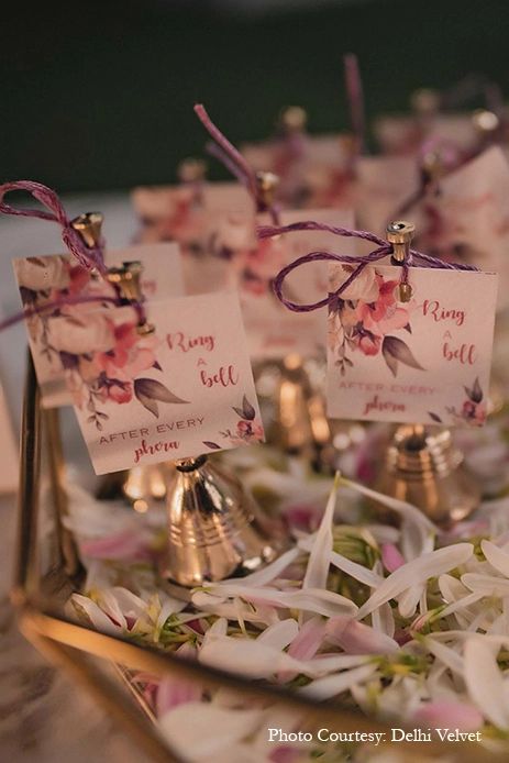 Indian Wedding Activities For Guests, Wedding Doorgift, Bell Chimes, Cartoon Wedding Invitations, Themed Wedding Decorations, Indian Wedding Favors, Destination Wedding Decor, Wedding Background Decoration, Wedding Entrance Decor