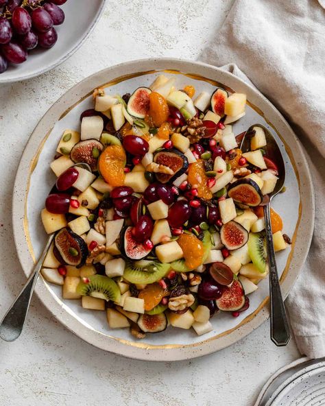 Fall Fruit Salad, Thanksgiving Fruit Salad, Thanksgiving Fruit, Spiced Walnuts, Winter Fruit Salad, Citrus Dressing, Seasonal Fruit, Winter Fruit, Healthy Thanksgiving