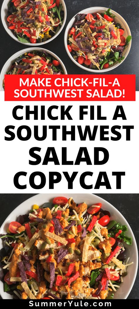 Spicy Southwest Salad Dressing, Salsa Dressing For Salad, Chickfila Southwest Salad Recipe, Chic Fil A Cobb Salad Recipe, Optavia Dressing Recipes, Southwest Salad With Chicken, Chick Fil A Spicy Grilled Chicken Recipe, Chic Fil A Southwest Salad Recipe, South West Salad Recipes