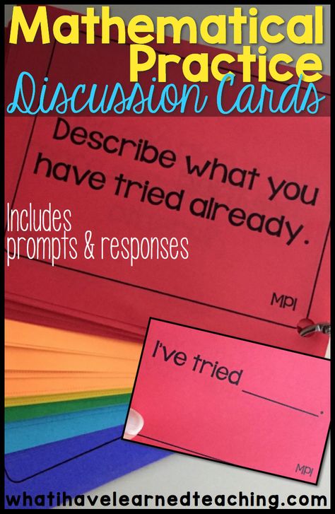 Help students talk about their mathematical thinking with discussion cards that prompt students by Mathematical Practice Standard and provide sentence frames for responses.  Each MP standards is included with 8-12 prompts per standard. Academic Discussion | Common Core Aligned Curriculum | ELL Math | ESL Math | Teaching Math | Math Education | Elementary School Mathematical Practices, Sentence Frames, Math Coach, Academic Language, How To Explain, Math Talk, Math Intervention, Math Strategies, Math Methods