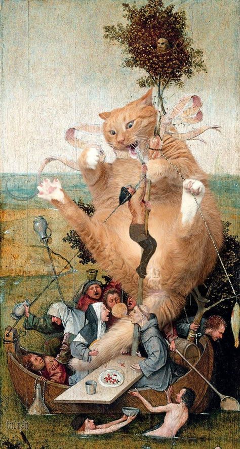 Playtime Kitty Does Not Distin... is listed (or ranked) 4 on the list Fabulously Fat 16th Century Cats Hieronymus Bosch Paintings, Hieronymous Bosch, Ship Of Fools, 16th Century Art, Galleria D'arte, Arte Peculiar, Hieronymus Bosch, Art Parody, Fat Cat