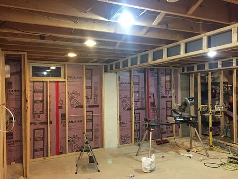 How To Finish A Basement On A Budget Basement Framing, Basement On A Budget, Finish A Basement, Basement Remodel Diy, Diy Basement, Basement Makeover, Waterproofing Basement, Small Basements, Basement Ceiling